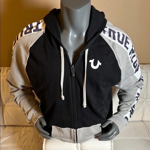 True Religion Other - True Religion Men’s Black and Gray Full Zip Hoodie Jacket Size 3XL
